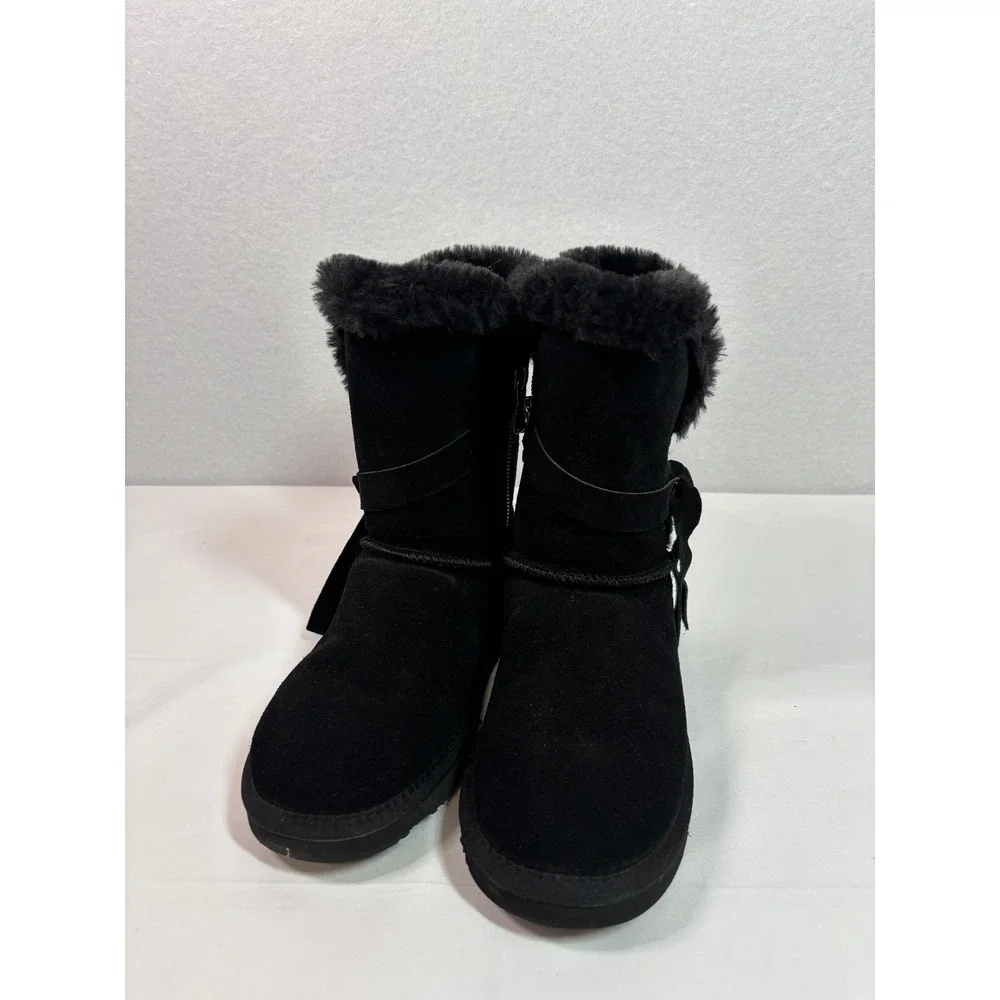 Lamo Women Black Suede Faux Fur Lined Mid-Calf Winter Boots Size 7 DFL50000660